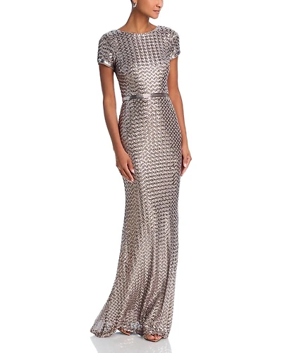 Belted Sequin Gown - Exclusive