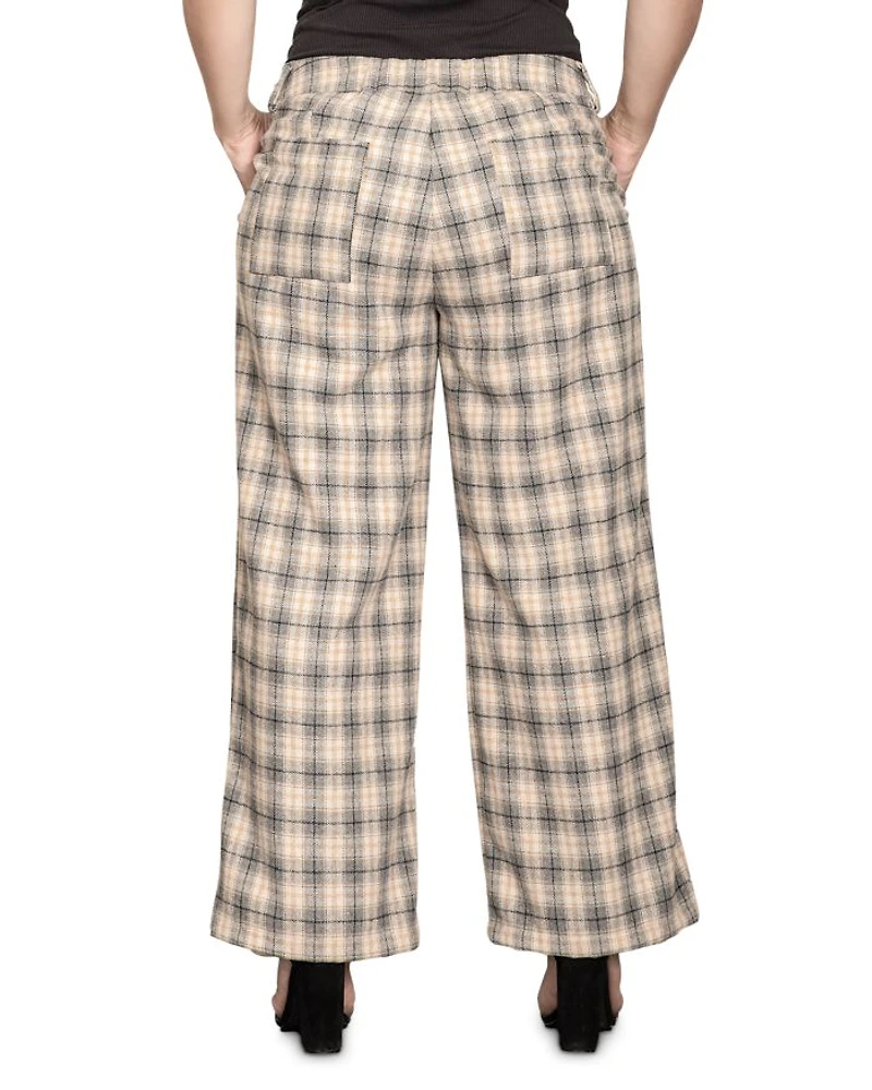 Plus Plaid Wide Leg Pants