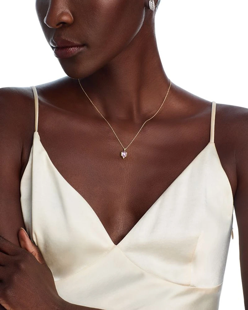 14K Yellow Gold Wicked Pink Sapphire Pendant Necklace, 16"