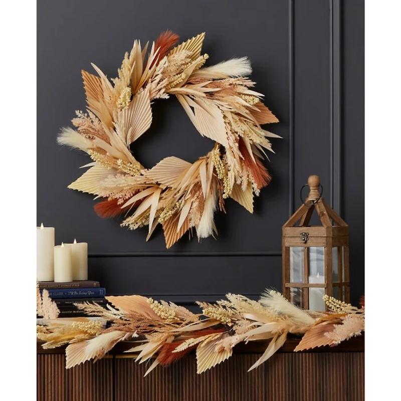 Pampas and Palm 24" Wreath