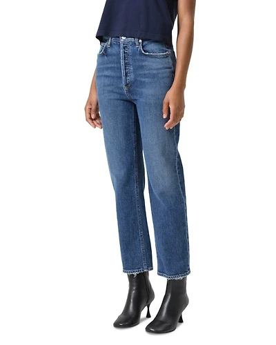 90s Pinch Waist High Rise Ankle Straight Jeans Solace
