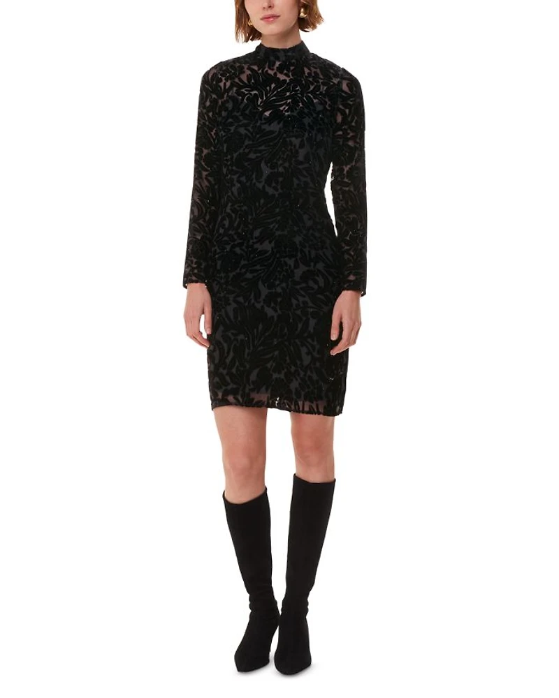 Embellished Floral Velvet Dress