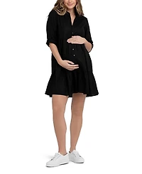 Ripe Maternity Adel Linen Shirt Dress