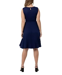 Knife Pleat Dress - Round Neck
