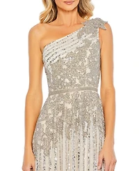Beaded Embellished One Shoulder A Line Gown
