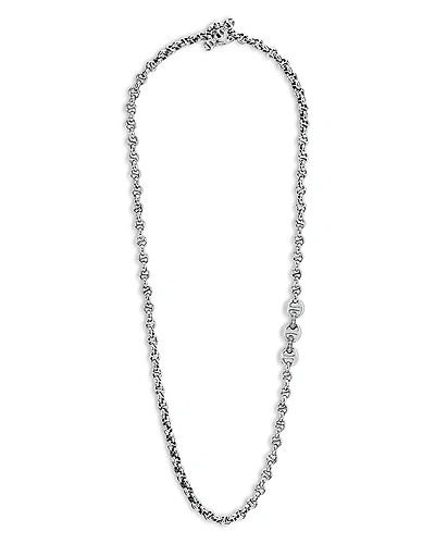 Hoorsenbuhs Sterling Silver Open Link Necklace with Diamonds, 24