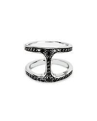 Sterling Silver Phantom Black Diamond Double Row Statement Ring