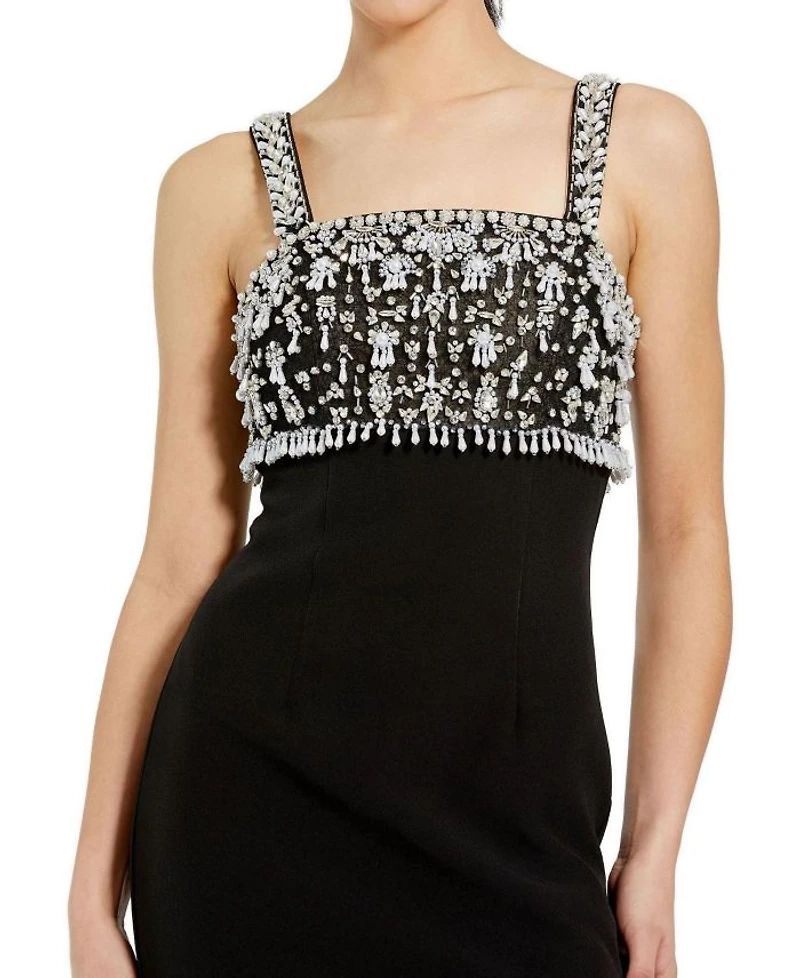 Wide Strap Embellished Top Midi Dress