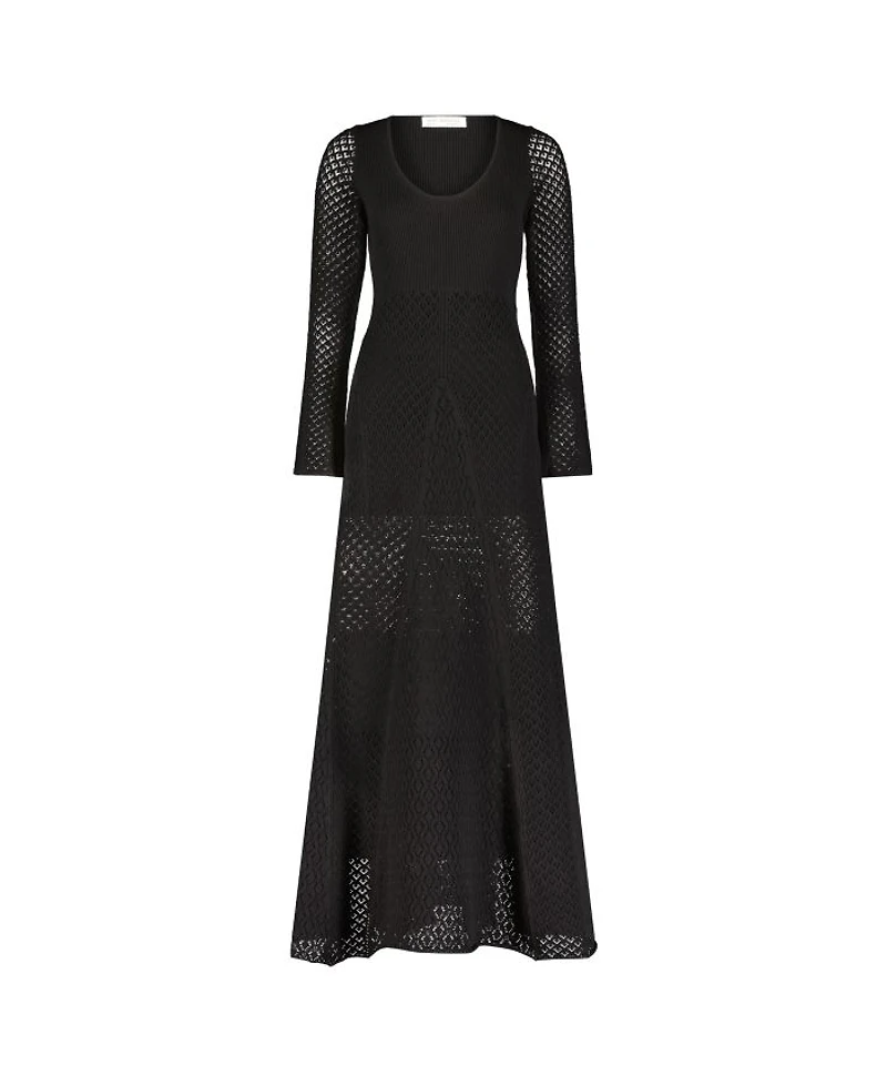 Scoop Neck Long Sleeve Knit Maxi Dress
