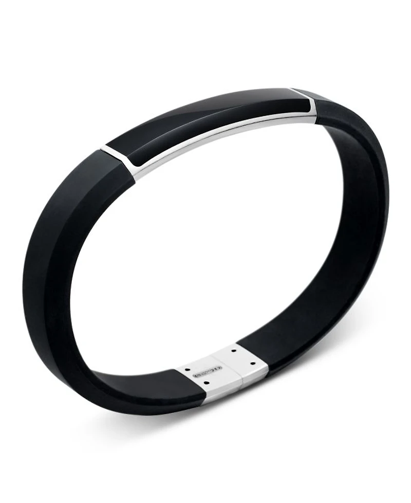 Men's Sterling Silver Streamline® Onyx Black Rubber Bracelet