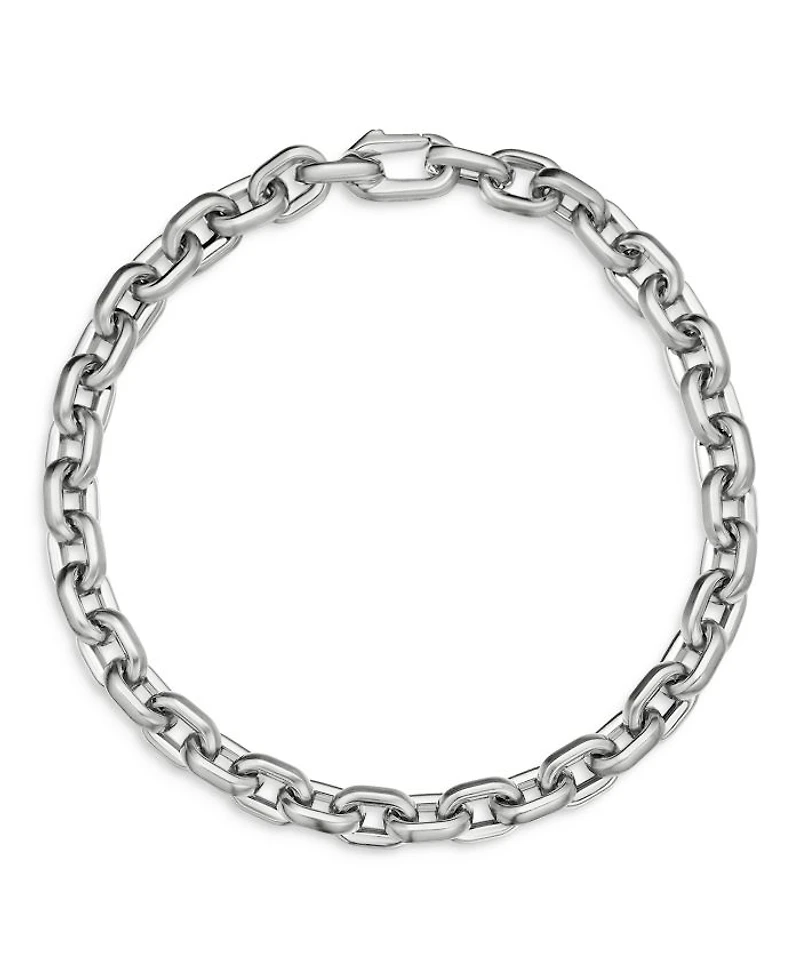 Men's Deco Chain Link Bracelet Sterling Silver, 6.5mm