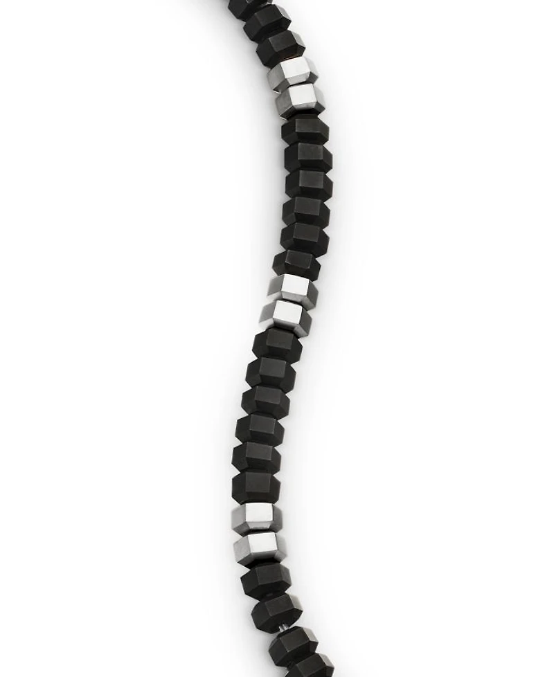Men's Hex Bead Bracelet Sterling Silver, 6mm