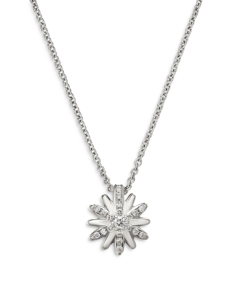 David Yurman Petite Starburst Pendant Necklace with Diamonds, 18