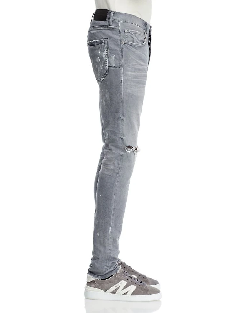 Gray Knee Slit Skinny Jeans
