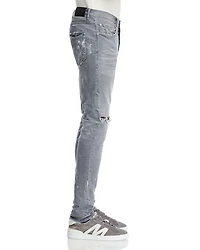 Gray Knee Slit Skinny Jeans