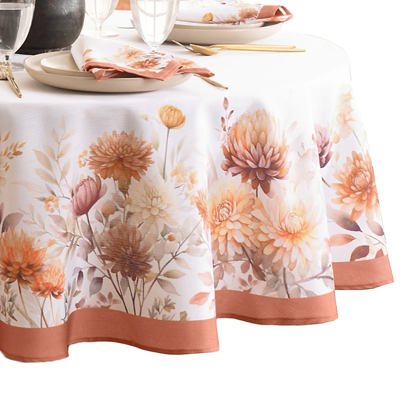 Elrene Home Fashions Autumn Blooms Oval Tablecloth