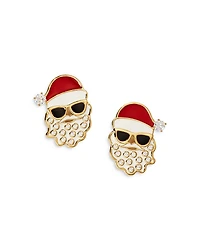 Holi-Daze Pavé Santa Stud Earrings in 18K Gold Plated
