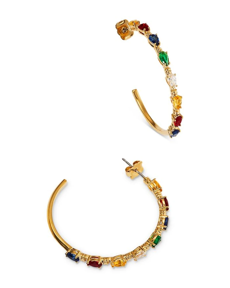 Holi-Daze Multicolor Stone Bulb Hoop Earrings in 18K Gold Plated