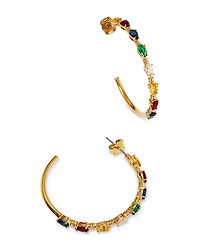 Holi-Daze Multicolor Stone Bulb Hoop Earrings in 18K Gold Plated