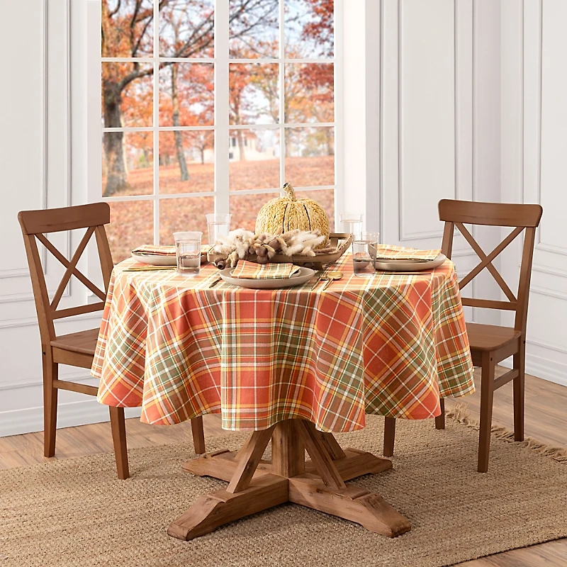 Elrene Home Fashions Hawley Plaid Harvest Cotton Oval Tablecloth
