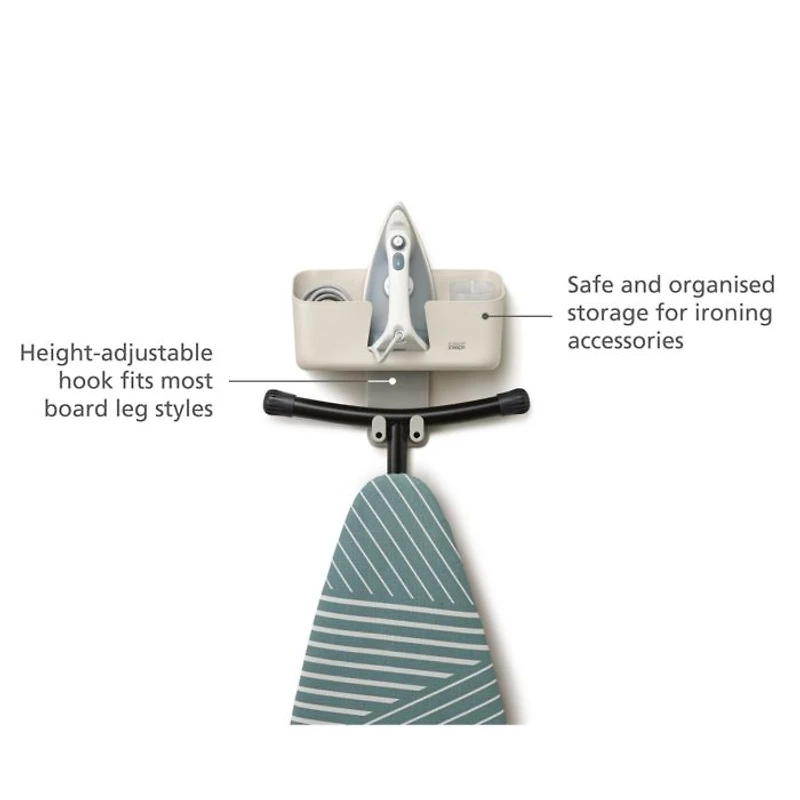IronHub Wall Mounted Iron Storage Caddy With Ironing Board Hook
