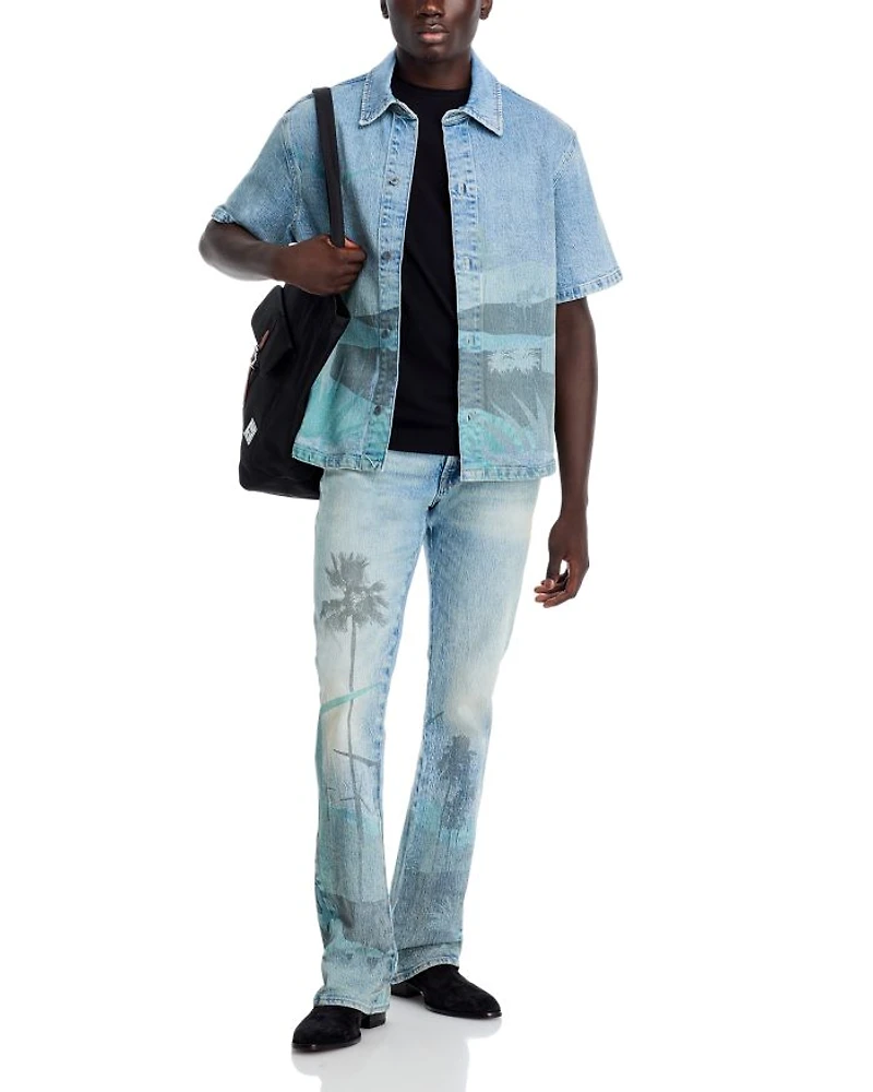 Spring Break Short Sleeve Button Front Denim Shirt