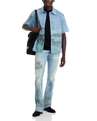 Spring Break Short Sleeve Button Front Denim Shirt