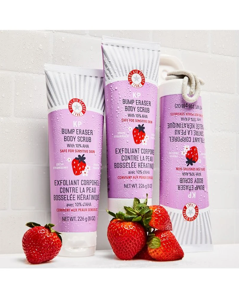 KP Bump Eraser Body Scrub with 10% AHA Exfoliant for Keratosis Pilaris - Strawberry