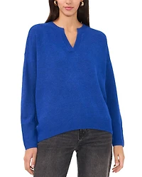 Drop Shoulder Henley Neck Sweater