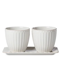 Set of 2 French Perle Herb Pots with Tray