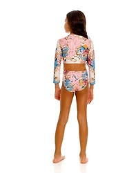 Girls' Caramel Blush Long Sleeve 2 Piece Swimsuit - Little Kid, Big Kid