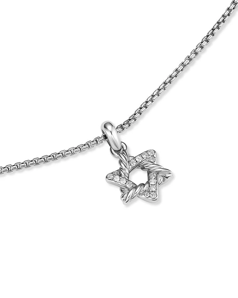 Star of David Pendant Necklace in Sterling Silver with Diamonds