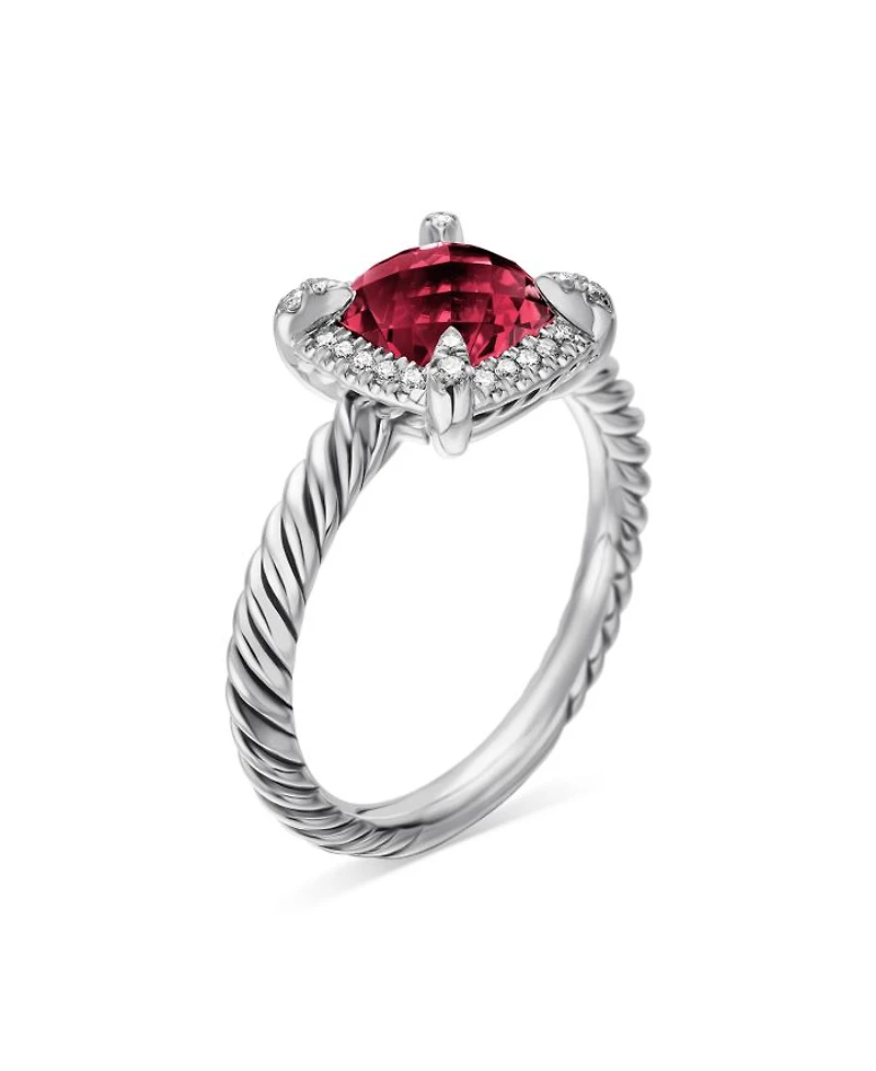 Sterling Silver Petite Chatelaine® Ring with Garnet & Diamonds - Exclusive