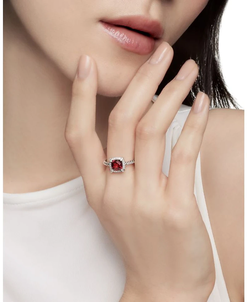 Sterling Silver Petite Chatelaine® Ring with Garnet & Diamonds - Exclusive