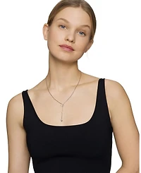 Cable Collectibles Heart Y Necklace in Sterling Silver with Pavé Diamonds, 21"
