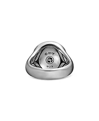 Men's Sterling Silver Maritime Compass Signet Ring with Black Diamond