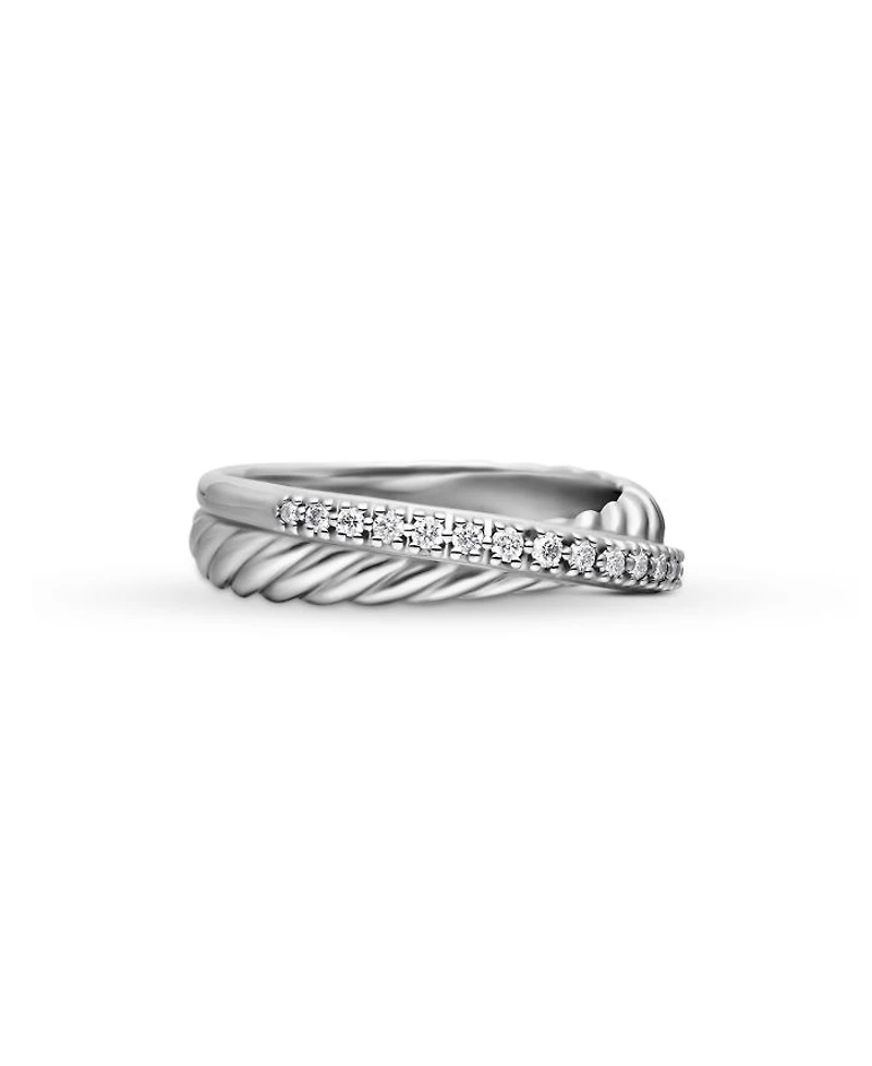 Crossover Ring with Diamonds