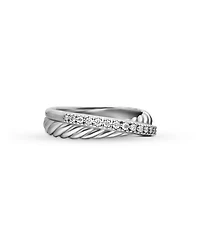 Crossover Ring with Diamonds