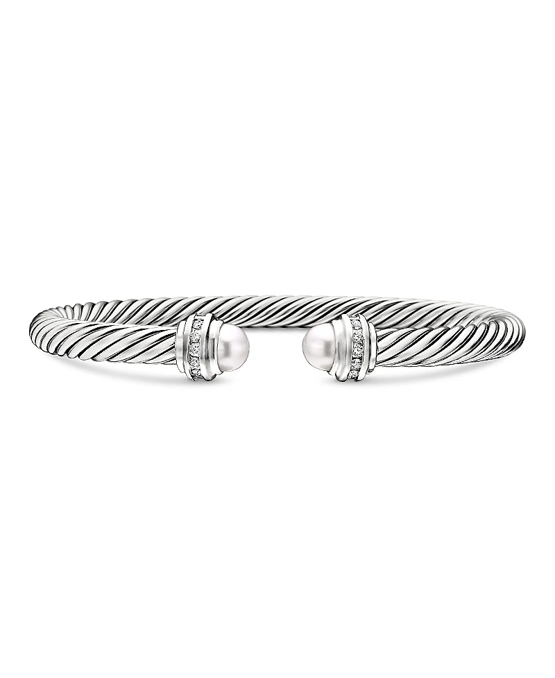 David Yurman Cable Classics Bracelet with Cultured Freshwater Pearl & Diamonds