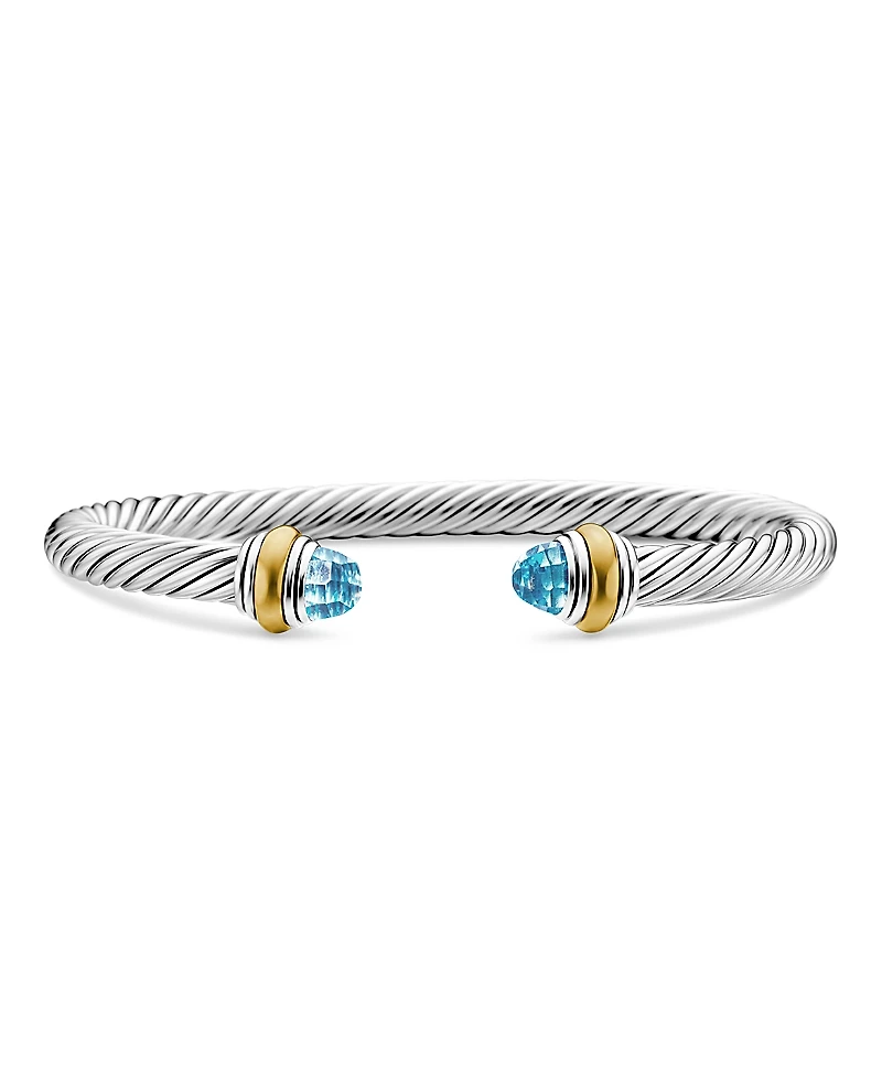 David Yurman Cable Classics Bracelet with Blue Topaz and Gold
