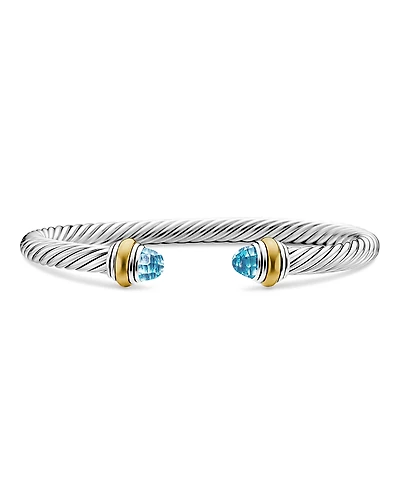 David Yurman Cable Classics Bracelet with Blue Topaz and Gold