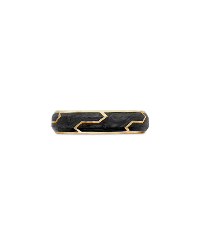 Men's Forged Carbon Band Ring 18K Gold