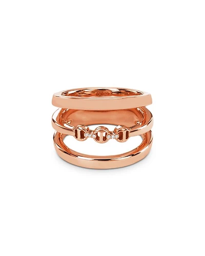 18K Rose Gold Asset Diamond Accent Three Row Ring