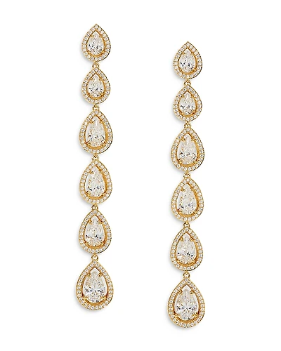 Nadri Radiant Cubic Zirconia Halo Linear Drop Earrings