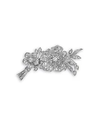 Diamond Flower & Vine Brooch in 14K White Gold, 1.00 tcw