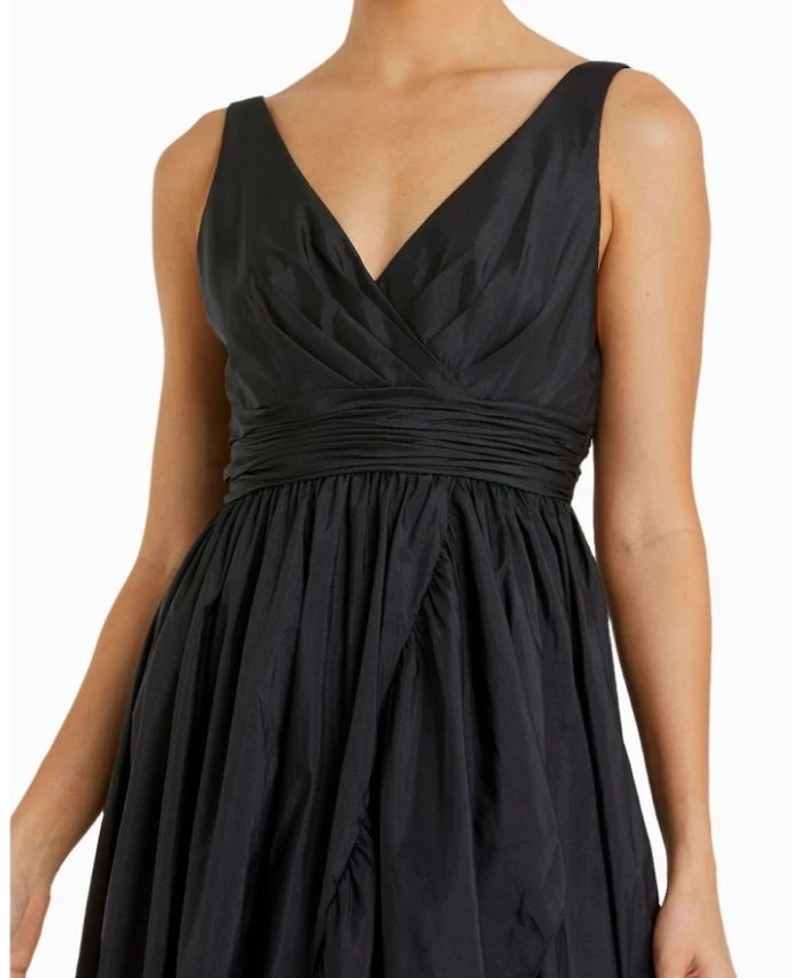 Taffeta Hi-Low Ruffle Gown