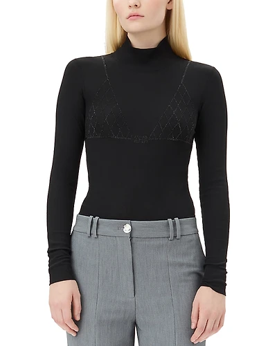 Ganni Rib Rhinestone Top