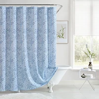 Aqua Blue Floral Shower Curtain - Exclusive