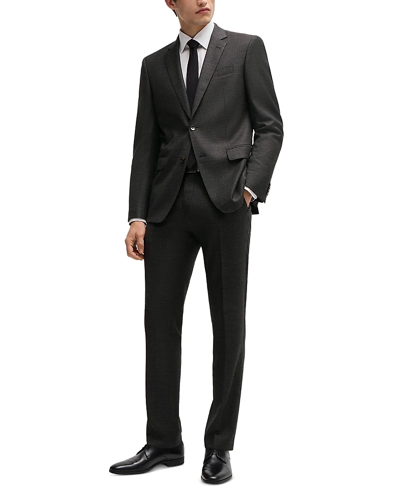 Boss H-Huge Weave Textured Wool Slim Fit Suit