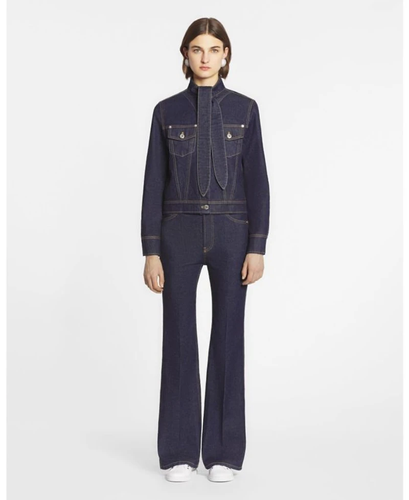 Ascot Collar Jacket Denim
